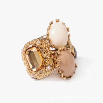 Tatahan Desain Batu Permata Mentah 18k Emas Jari Cincin tatahan desain batu permata mentah 18k emas jari cincin